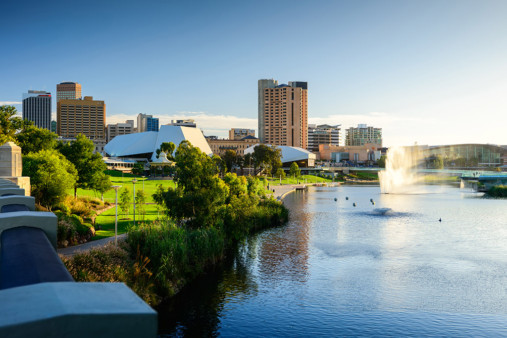 adelaide city - a water fountain in a park